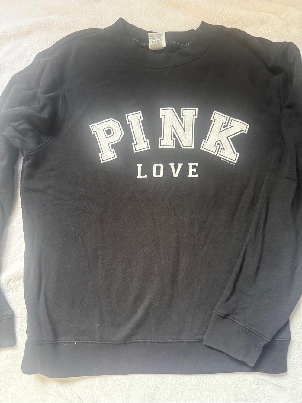 PINK Victoria's Secret Black Crewneck Sweatshirt with White Lettering